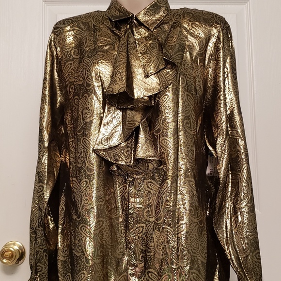 Metallic Ruffled Bodice Blouse - Picture 5 of 6